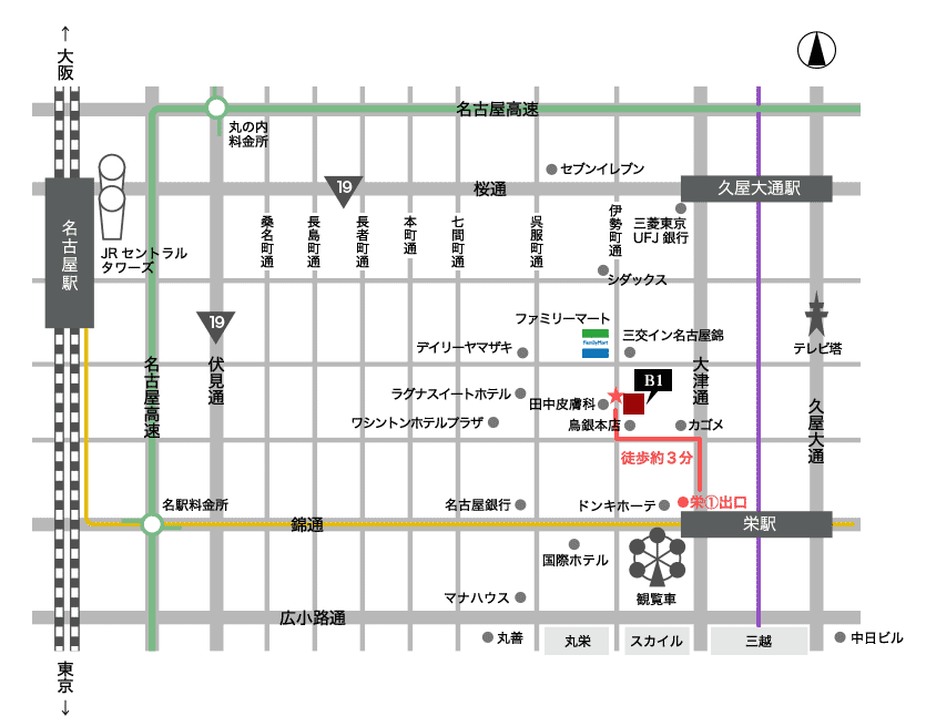 名古屋　小料理和可菜　アクセスマップ